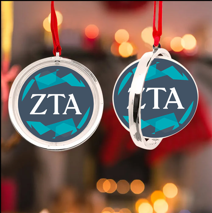 Zeta Tau Alpha Christmas Reversible Flat Round Ornament