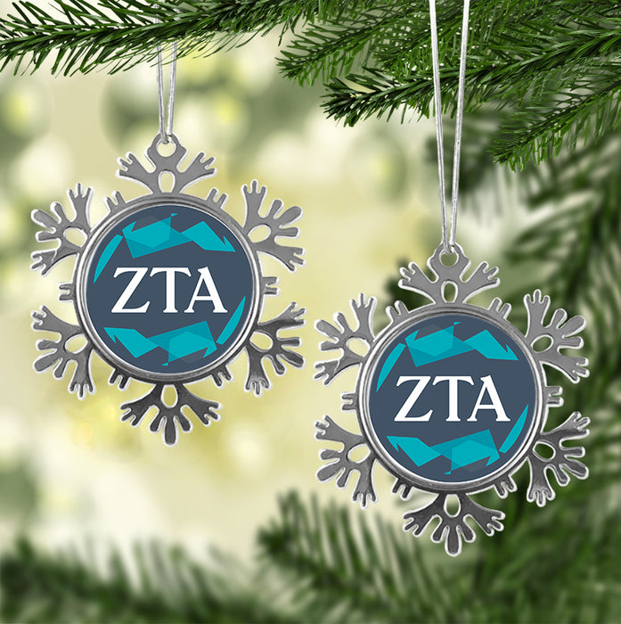 Zeta Tau Alpha Christmas Ornament - Snowflake Metal