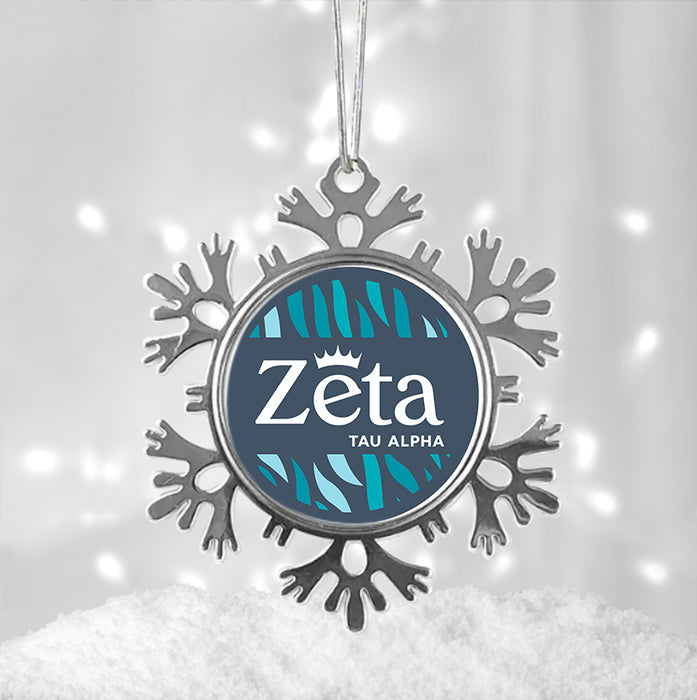 Zeta Tau Alpha Christmas Ornament - Snowflake Metal