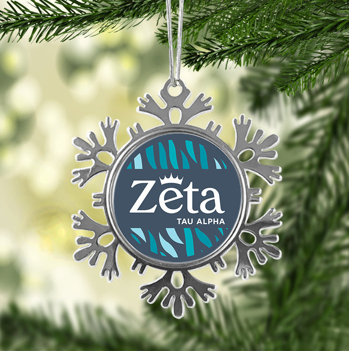 Zeta Tau Alpha Christmas Ornament - Snowflake Metal