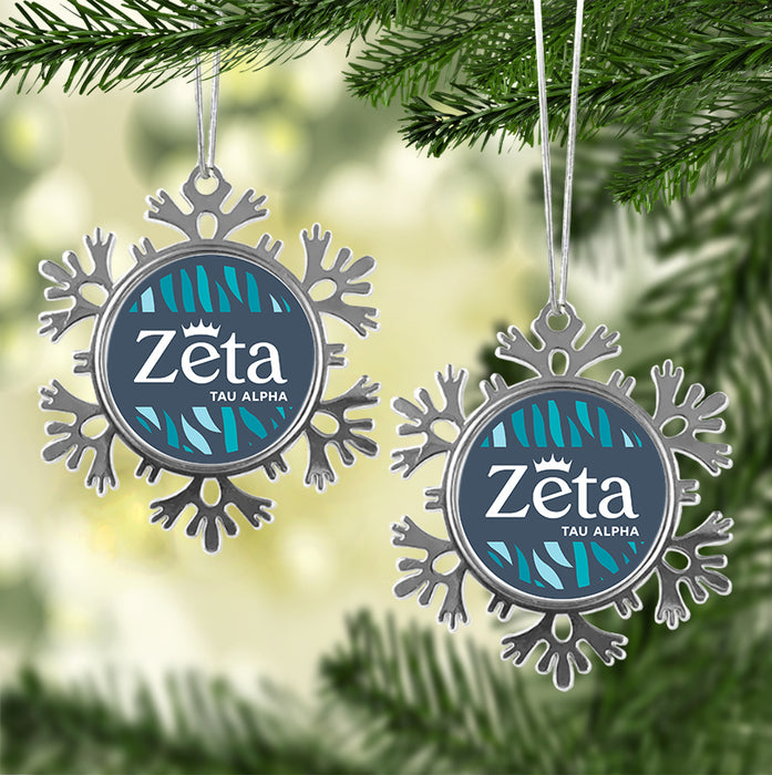 Zeta Tau Alpha Christmas Ornament - Snowflake Metal