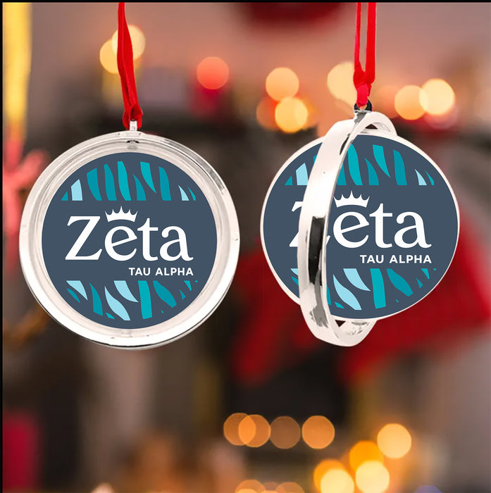 Zeta Tau Alpha Christmas Reversible Flat Round Ornament