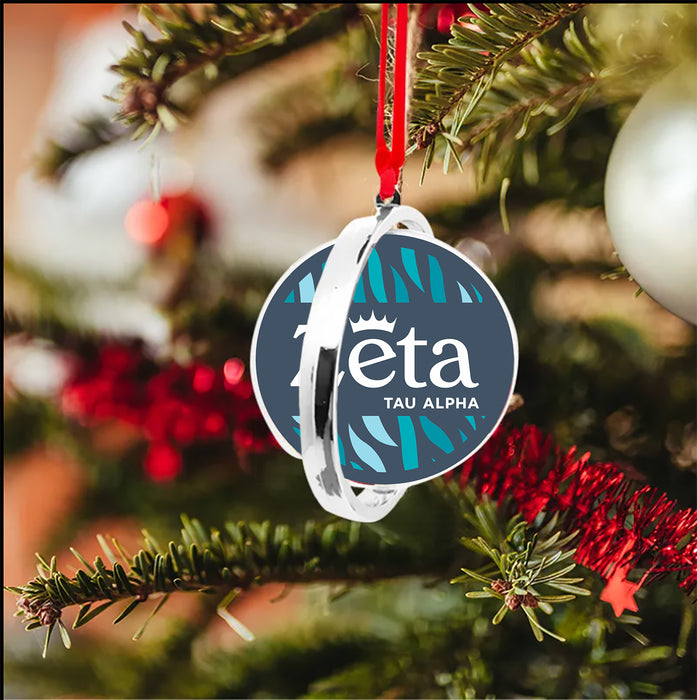 Zeta Tau Alpha Christmas Reversible Flat Round Ornament