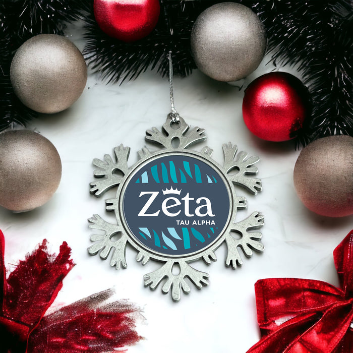 Zeta Tau Alpha Christmas Ornament - Snowflake Metal