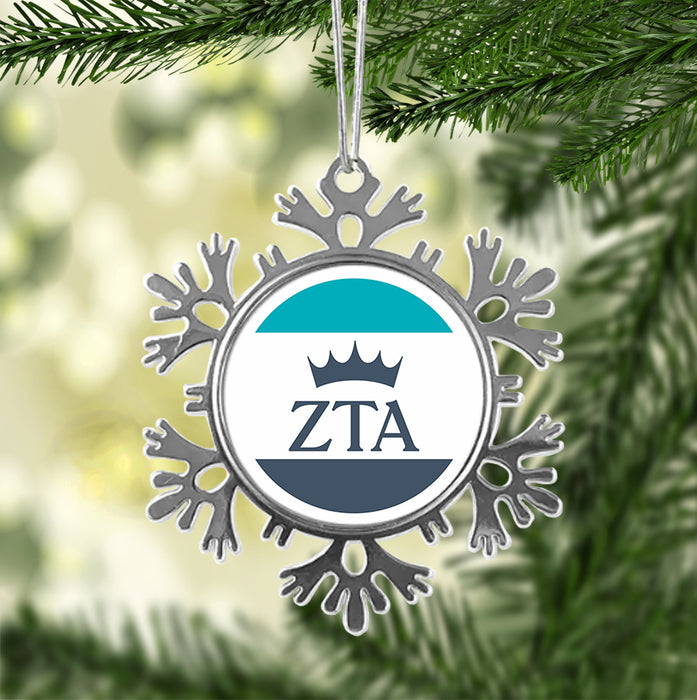 Zeta Tau Alpha Christmas Ornament - Snowflake Metal