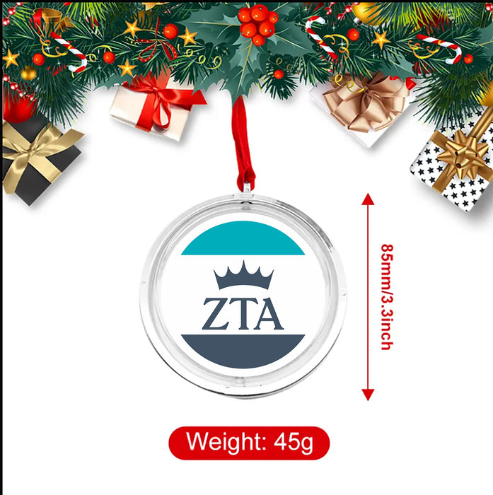 Zeta Tau Alpha Christmas Reversible Flat Round Ornament