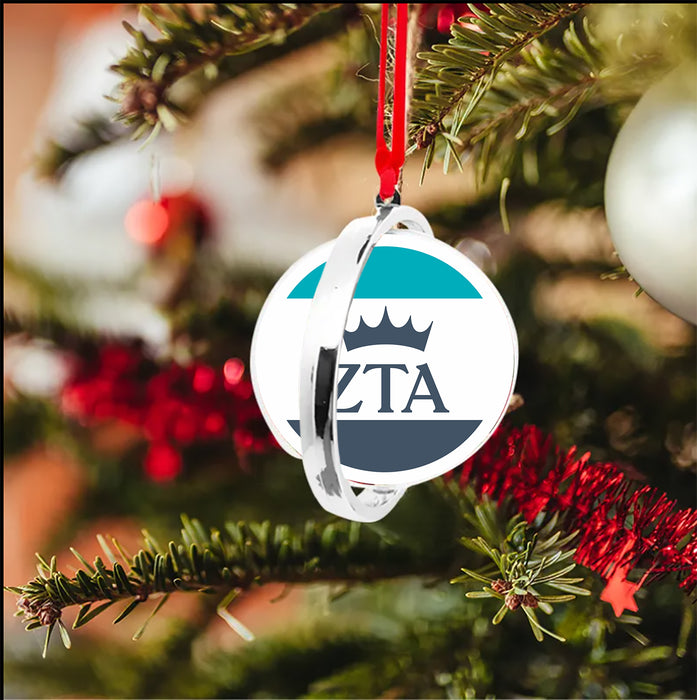 Zeta Tau Alpha Christmas Reversible Flat Round Ornament