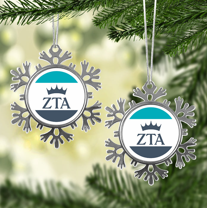 Zeta Tau Alpha Christmas Ornament - Snowflake Metal