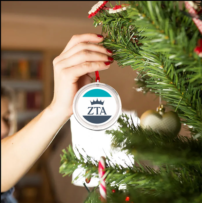 Zeta Tau Alpha Christmas Reversible Flat Round Ornament
