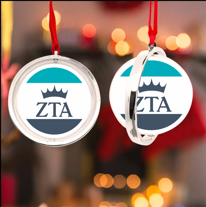 Zeta Tau Alpha Christmas Reversible Flat Round Ornament