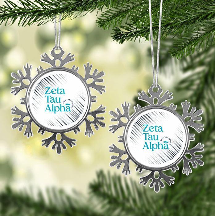 Zeta Tau Alpha Christmas Ornament - Snowflake Metal
