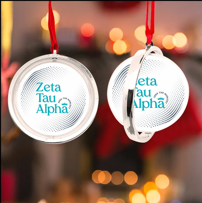 Zeta Tau Alpha Christmas Reversible Flat Round Ornament
