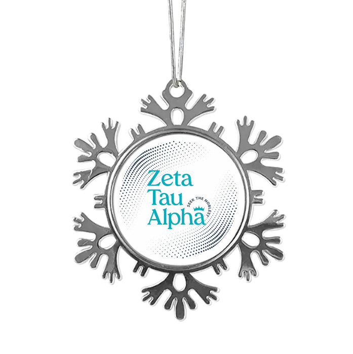 Zeta Tau Alpha Christmas Ornament - Snowflake Metal