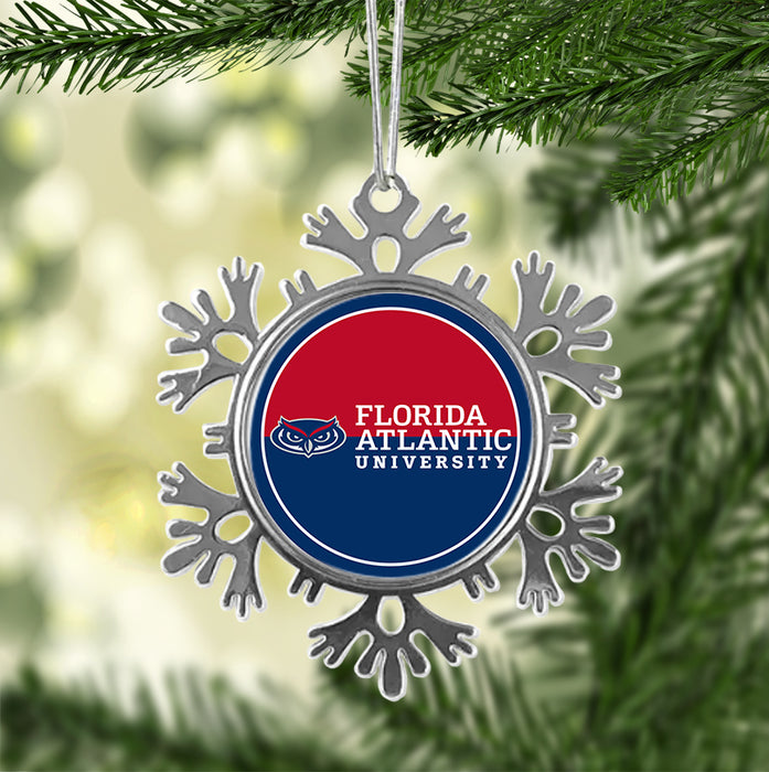 Florida Atlantic University Christmas Ornament - Snowflake Metal
