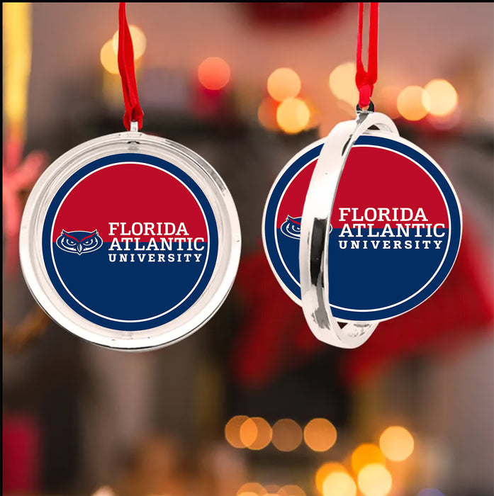 Florida Atlantic University Christmas Reversible Flat Round Ornament