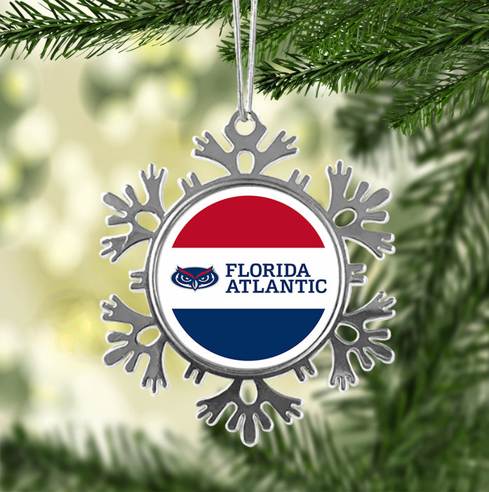 Florida Atlantic University Christmas Ornament - Snowflake Metal