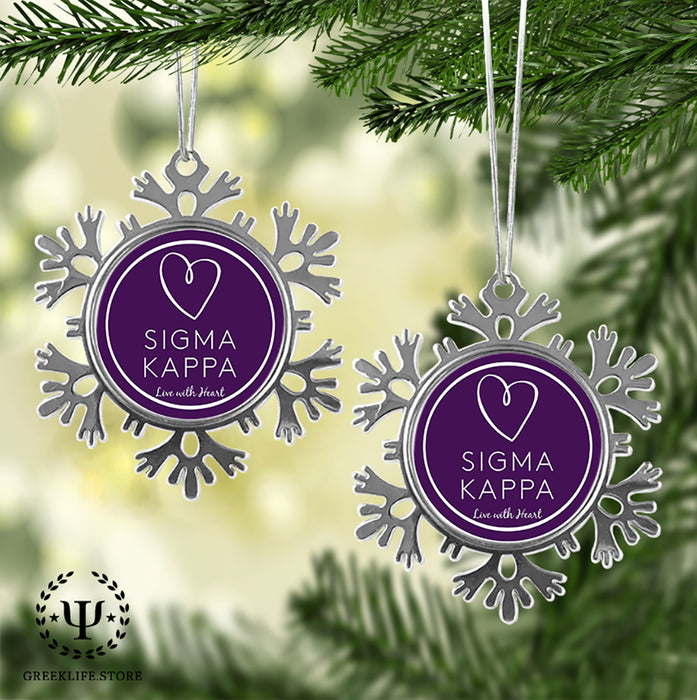 Sigma Kappa Christmas Ornament - Snowflake Metal