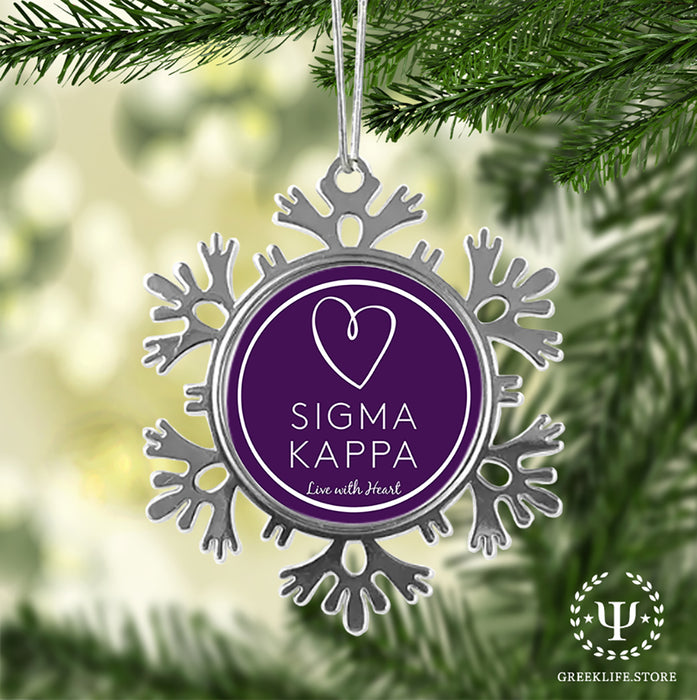 Sigma Kappa Christmas Ornament - Snowflake Metal