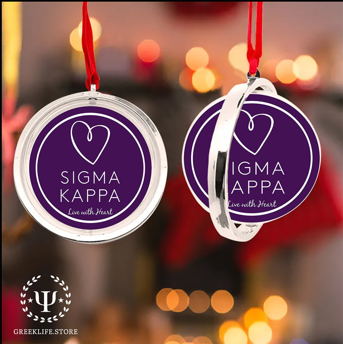 Sigma Kappa Christmas Reversible Flat Round Ornament