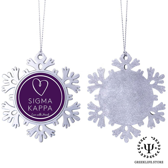 Sigma Kappa Christmas Ornament - Snowflake Metal