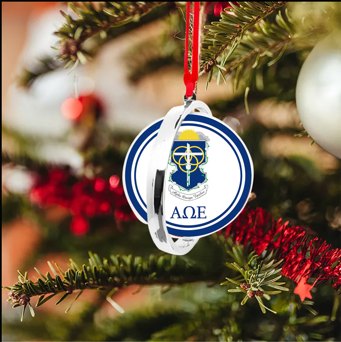 Alpha Omega Epsilon Christmas Reversible Flat Round Ornament