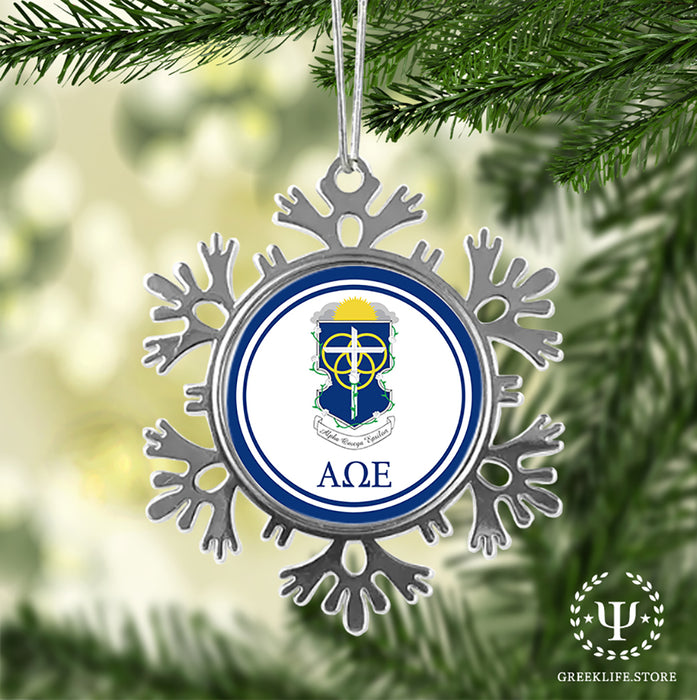 Alpha Omega Epsilon Christmas Ornament - Snowflake Metal