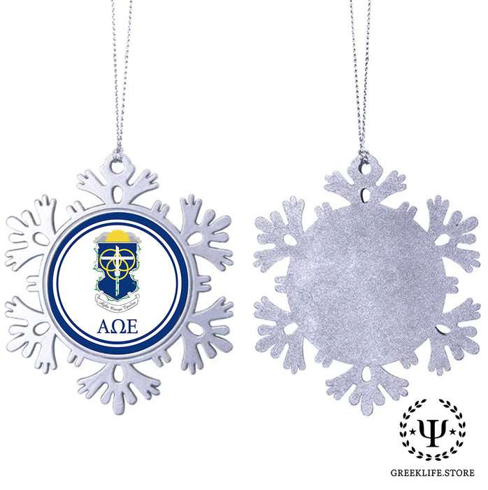 Alpha Omega Epsilon Christmas Ornament - Snowflake Metal