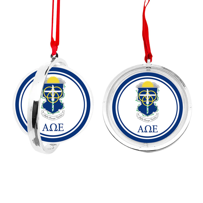 Alpha Omega Epsilon Christmas Reversible Flat Round Ornament