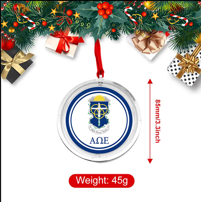 Alpha Omega Epsilon Christmas Reversible Flat Round Ornament
