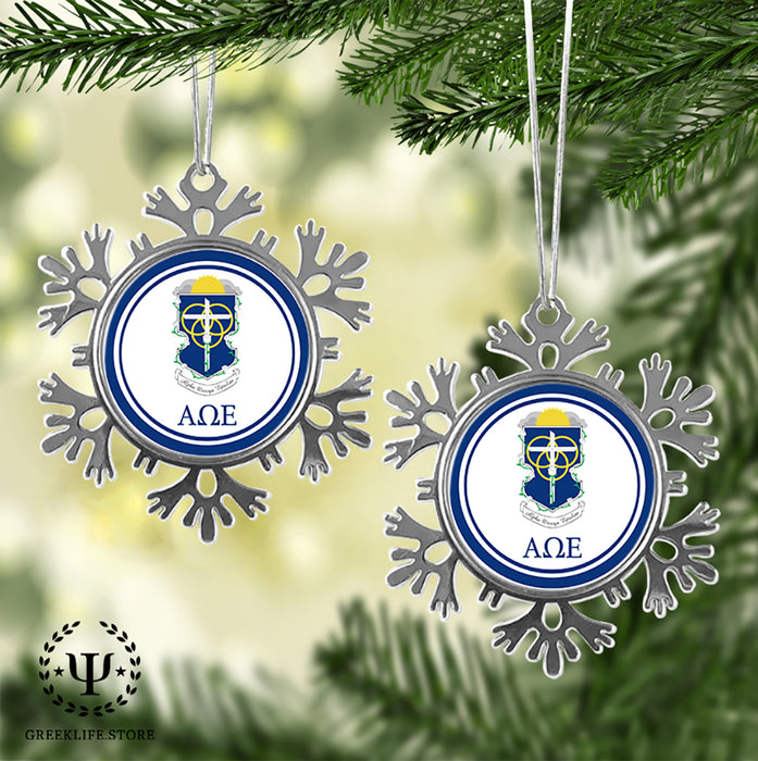 Alpha Omega Epsilon Christmas Ornament - Snowflake Metal