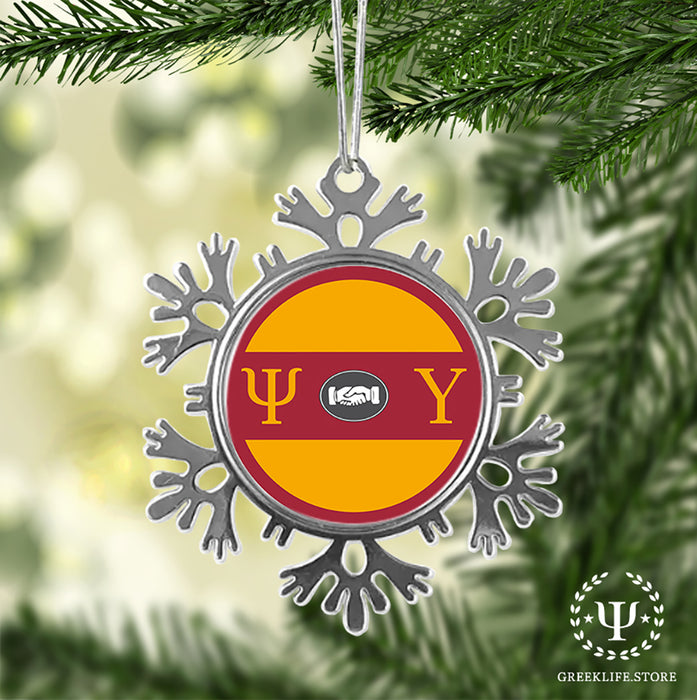 Psi Upsilon Christmas Ornament - Snowflake Metal