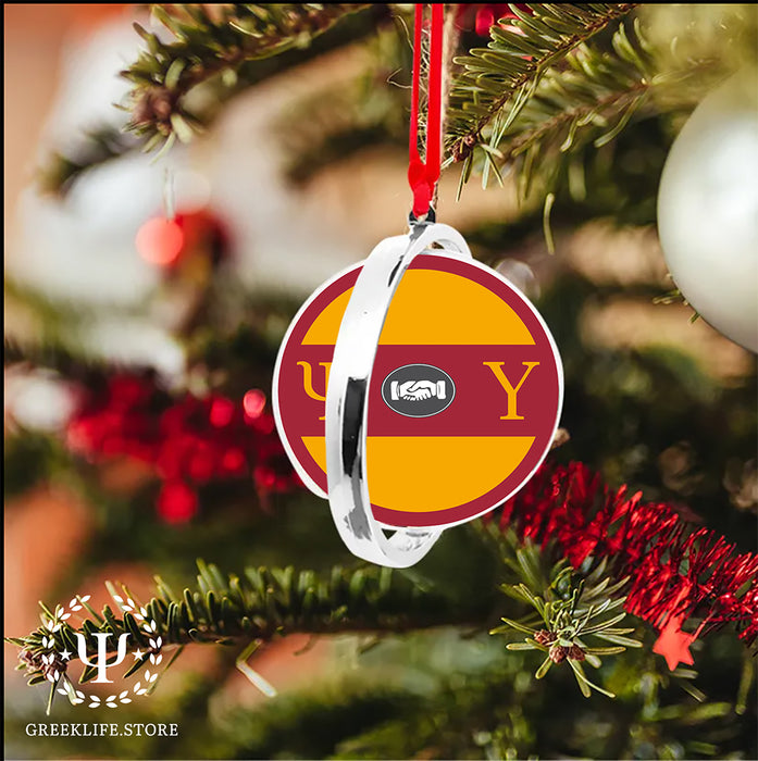 Psi Upsilon Christmas Reversible Flat Round Ornament