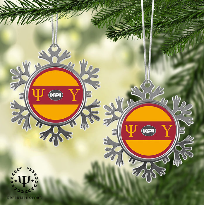 Psi Upsilon Christmas Ornament - Snowflake Metal