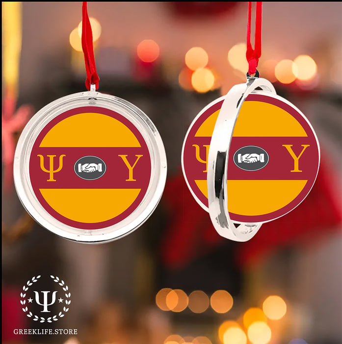 Psi Upsilon Christmas Reversible Flat Round Ornament