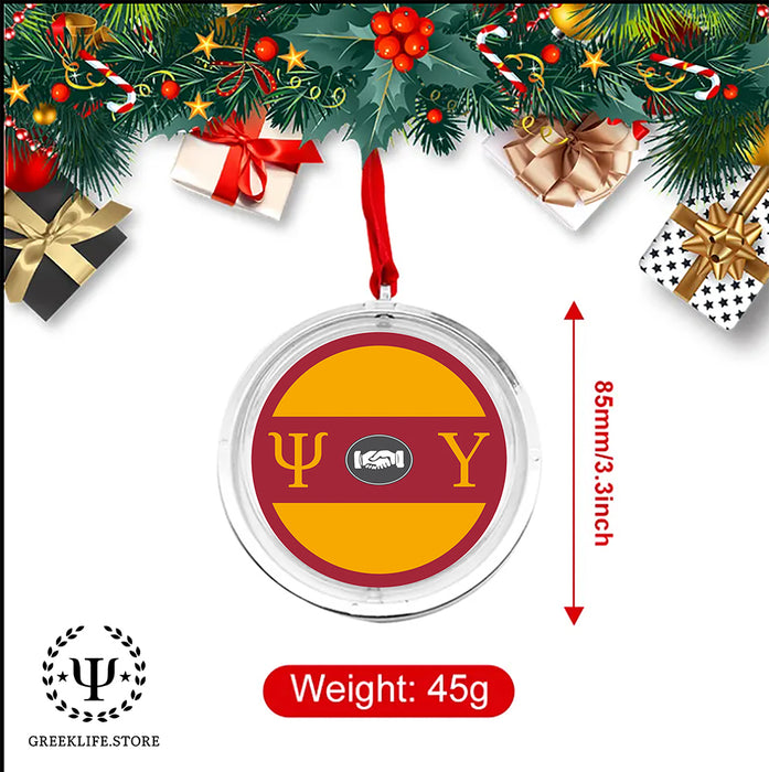 Psi Upsilon Christmas Reversible Flat Round Ornament