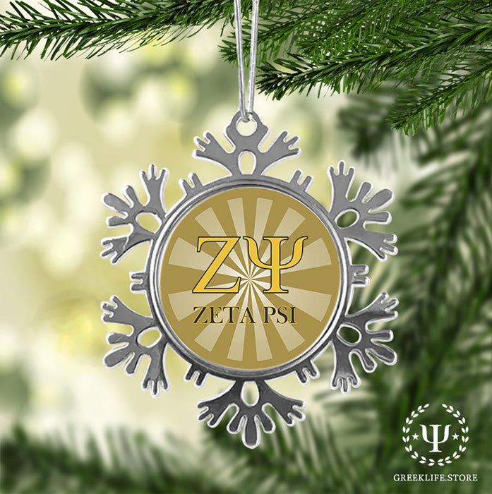 Zeta Psi Christmas Ornament - Snowflake Metal