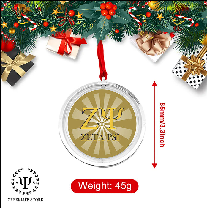 Zeta Psi Christmas Reversible Flat Round Ornament