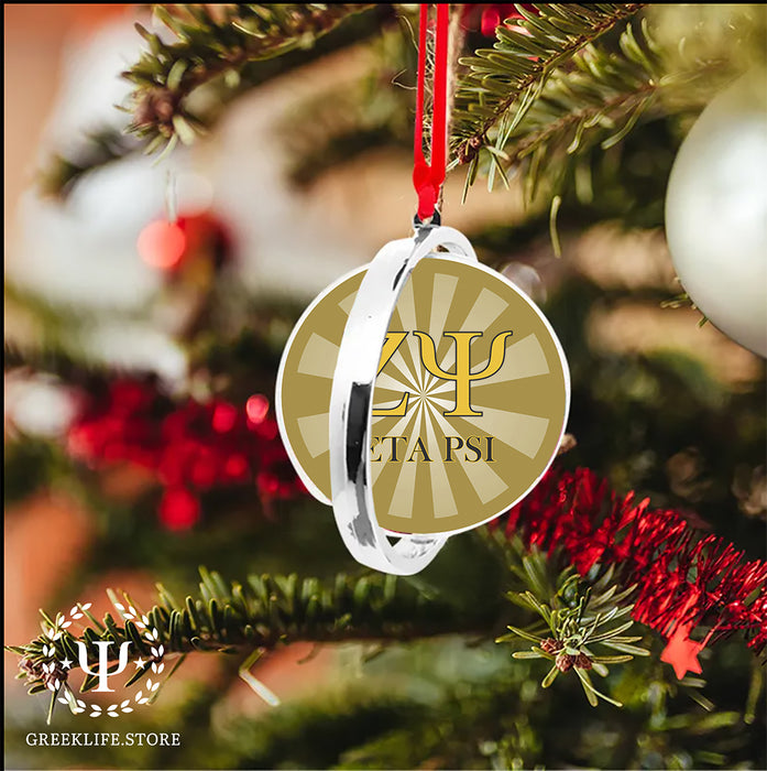 Zeta Psi Christmas Reversible Flat Round Ornament