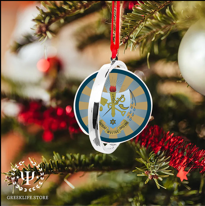 Sigma Delta Tau Christmas Reversible Flat Round Ornament