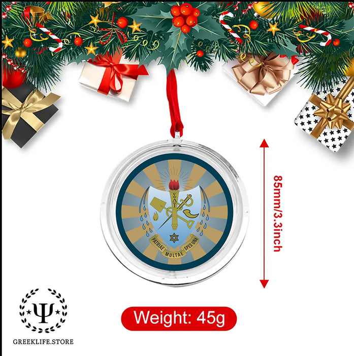 Sigma Delta Tau Christmas Reversible Flat Round Ornament
