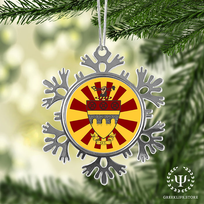 Theta Tau Christmas Ornament - Snowflake Metal