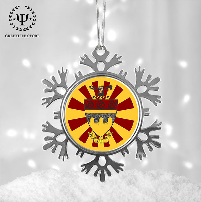 Theta Tau Christmas Ornament - Snowflake Metal