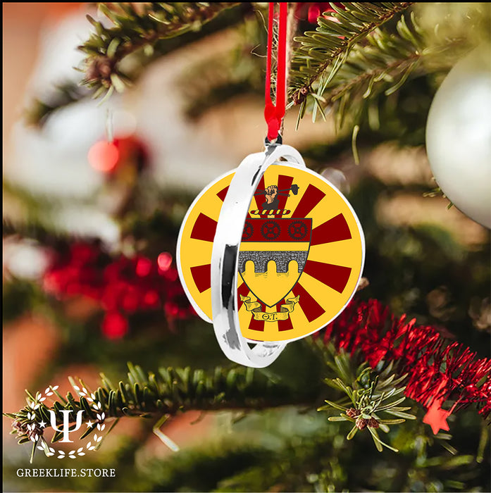 Theta Tau Christmas Reversible Flat Round Ornament