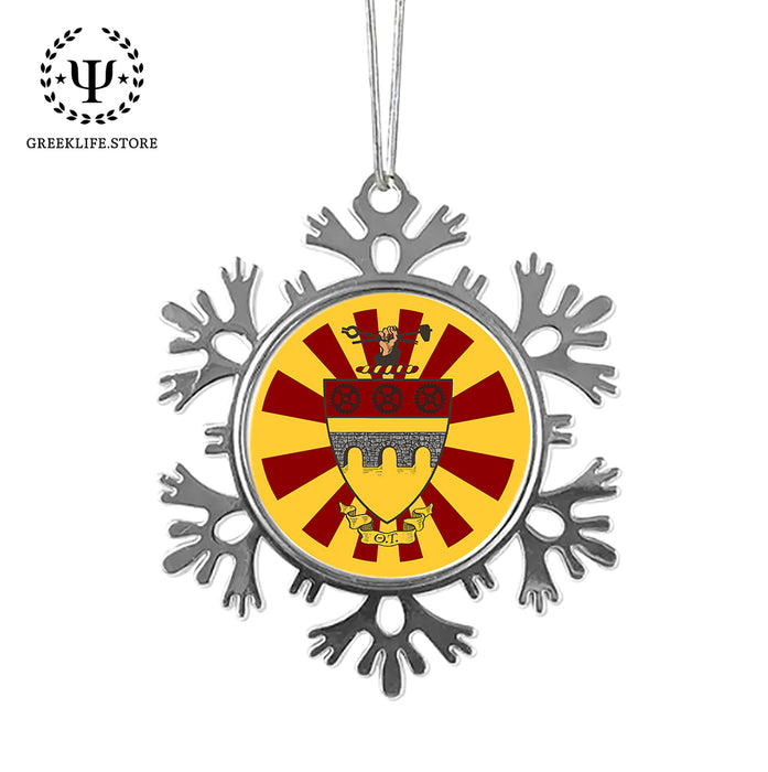 Theta Tau Christmas Ornament - Snowflake Metal