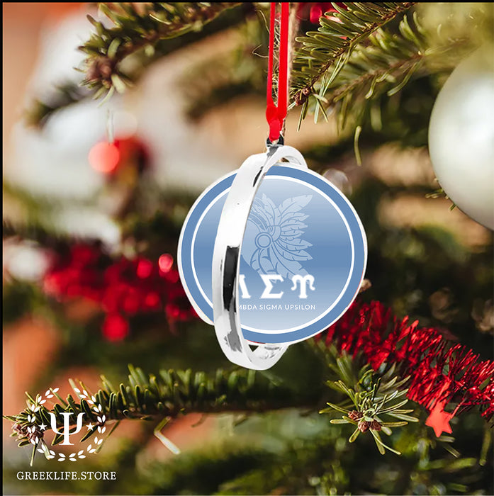 Lambda Sigma Upsilon Christmas Reversible Flat Round Ornament