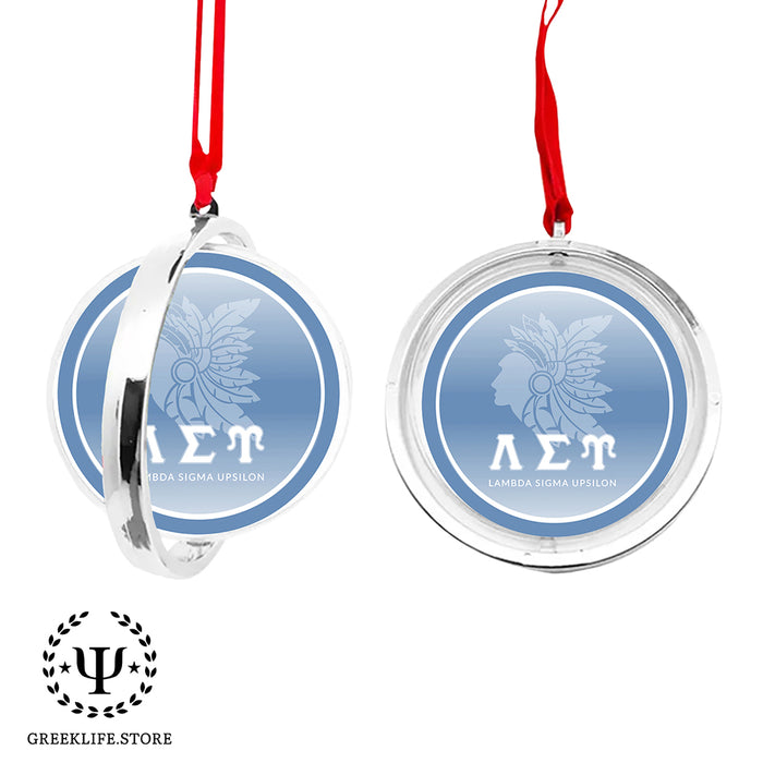 Lambda Sigma Upsilon Christmas Reversible Flat Round Ornament