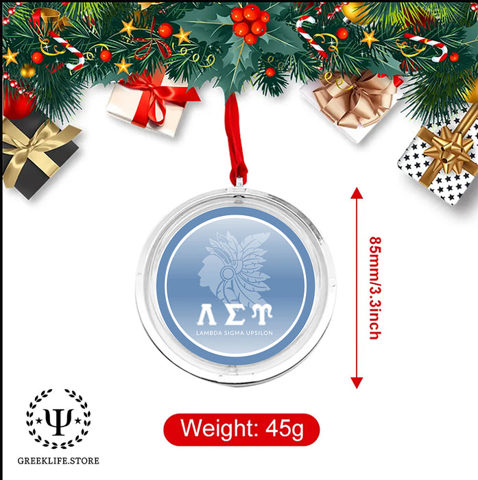 Lambda Sigma Upsilon Christmas Reversible Flat Round Ornament
