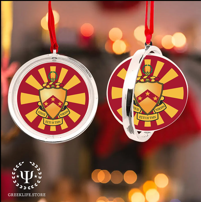 Phi Kappa Tau Christmas Reversible Flat Round Ornament