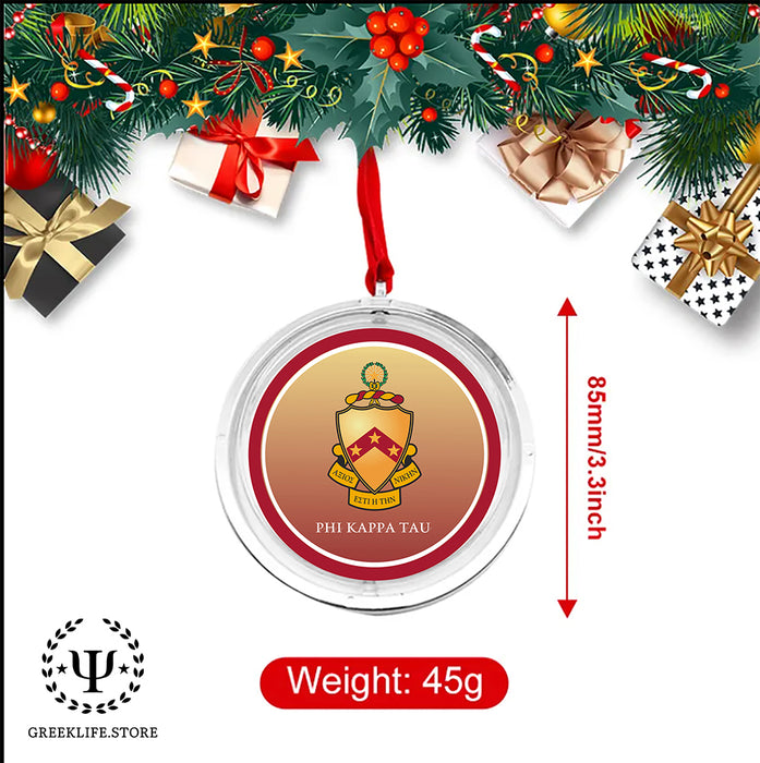 Phi Kappa Tau Christmas Reversible Flat Round Ornament