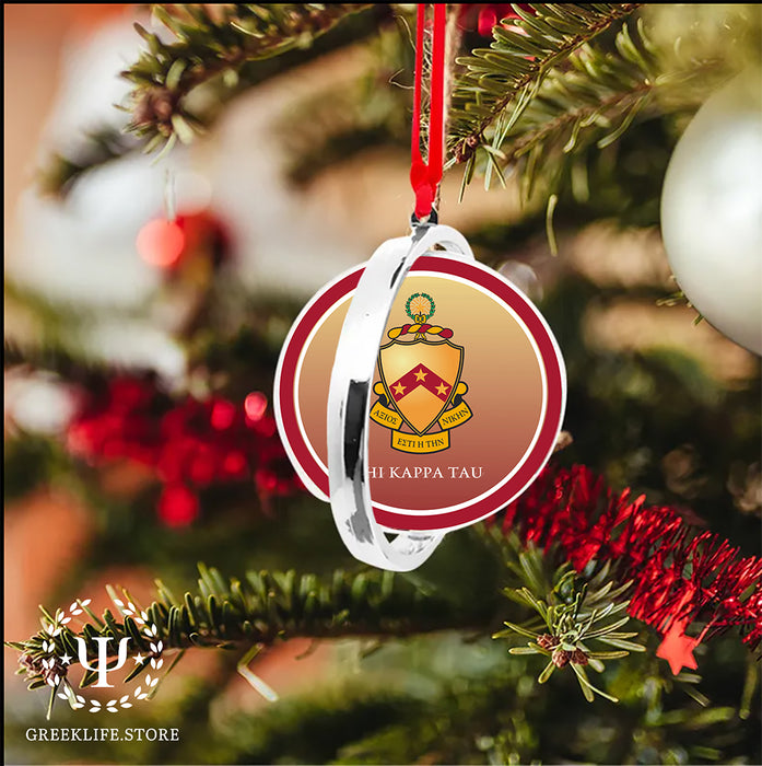 Phi Kappa Tau Christmas Reversible Flat Round Ornament